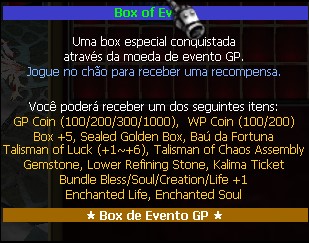 Possíveis drops da Box Event
